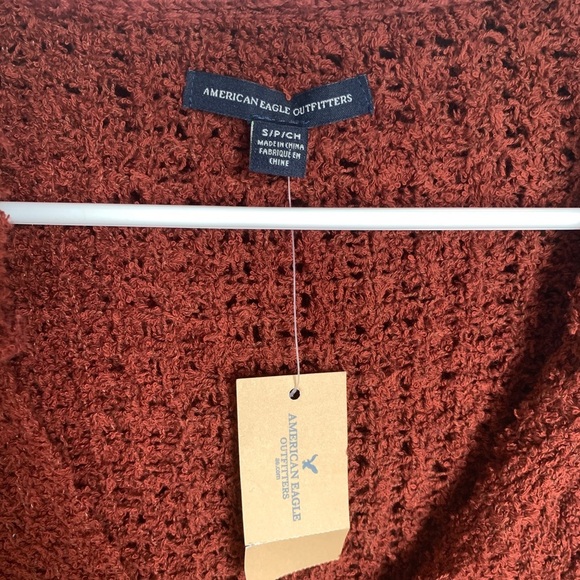 American Eagle NWT Hooded Crochet Pullover V-neck Sweater - Picture 2 of 12
